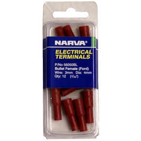 56050BL Red Female Electrical Bullet Terminals - 14-pk (3mm Wire)