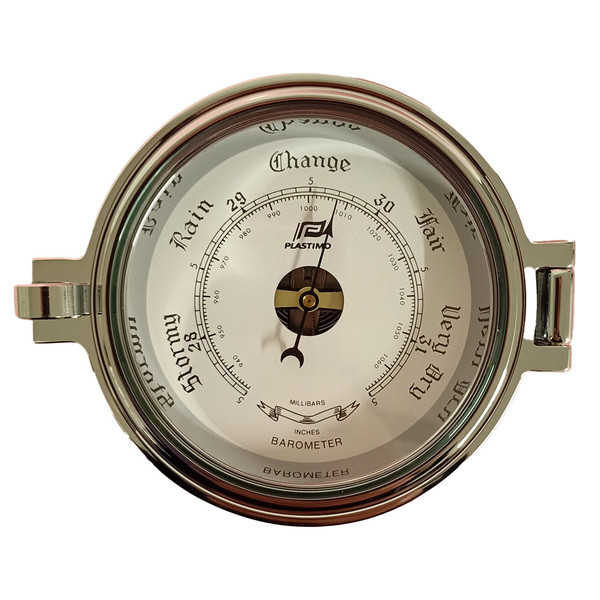 4.5" Traditional Chrome On Brass Porthole Style Barometer 