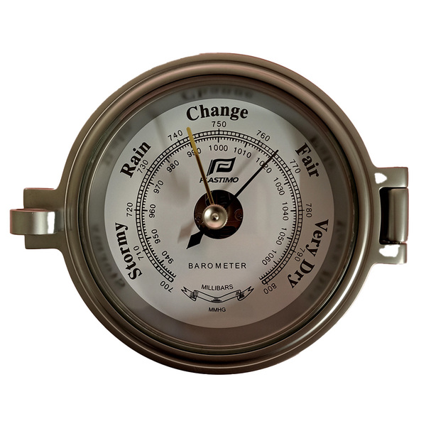 4.5" Traditional Chrome Matt on Brass Porthole Style Barometer 