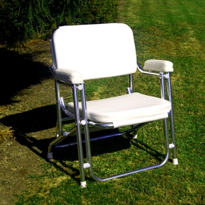 Deluxe Marine Folding Alloy Deck Chair - White