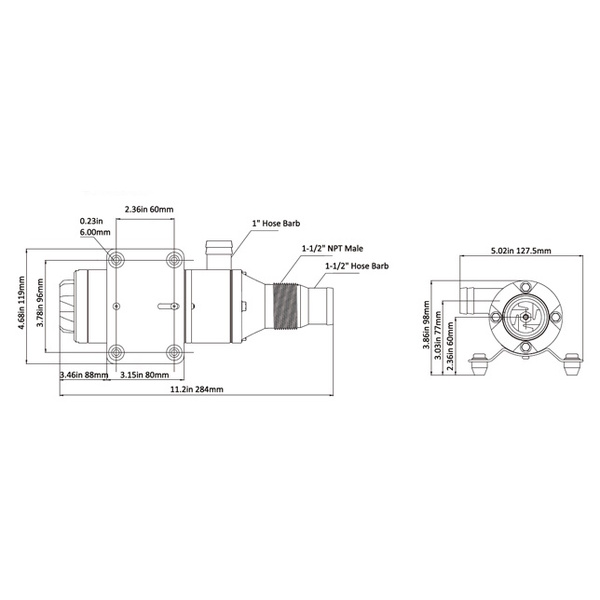 24V Macerator Pump For Toilet Waste - 45Lpm