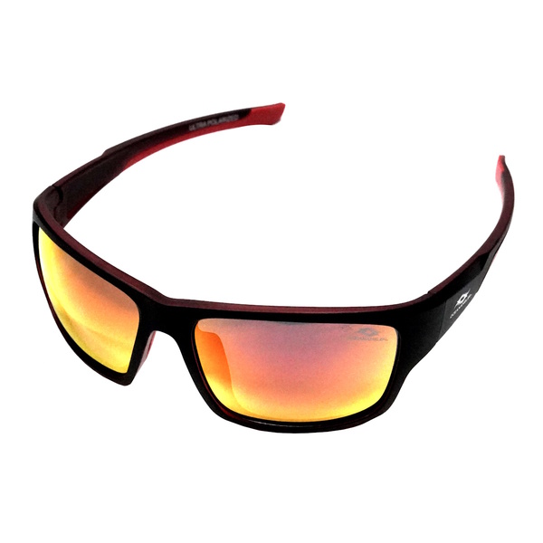 Polarised Sunglasses - Matte Black Frame - Wide Red Lens