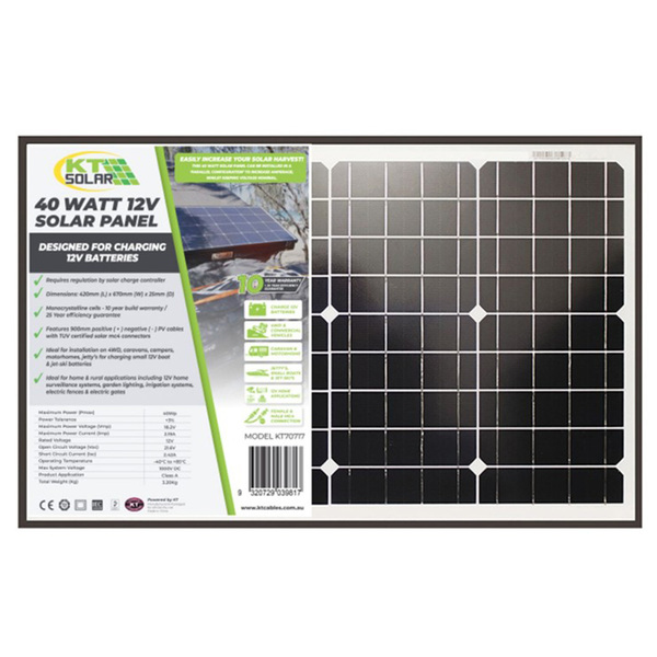 Premium 40 Watt Monocrystaline Solar Panel (1 only)