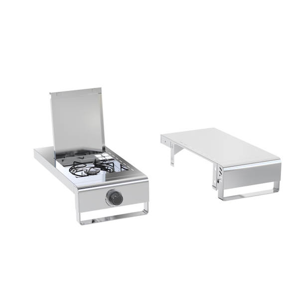 Stainless Steel Bbq Side Burner With Matching Fixed Shelf