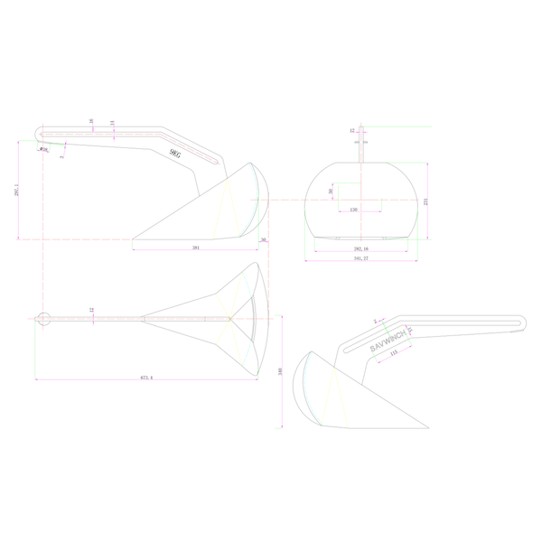 Plough Anchor (Delta Type) Galv. W/ Slider 9Kg (Boats To 8M)