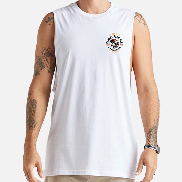 Still Catching Fk All Short Sleeve Muscle Tee Shirt - White