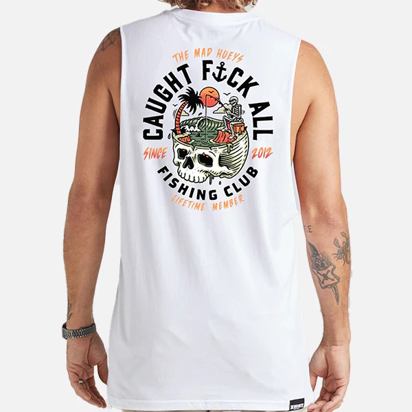 Still Catching Fk All Short Sleeve Muscle Tee Shirt - White