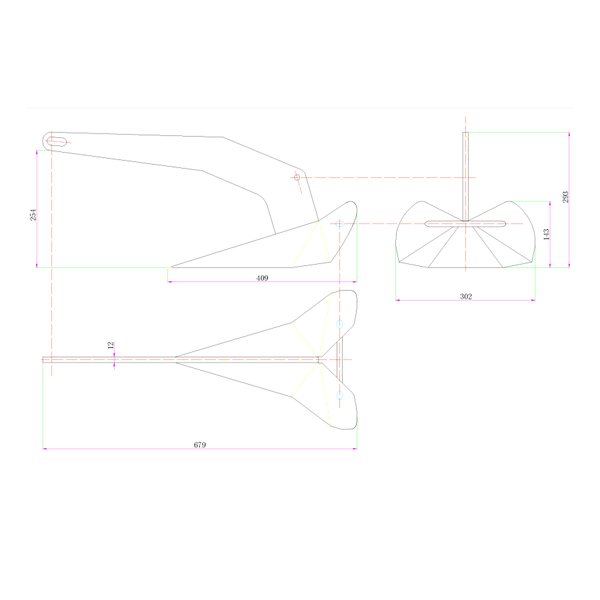 Stainless Plough Anchor (Delta Type) 10Kg (Boats To 8M) 