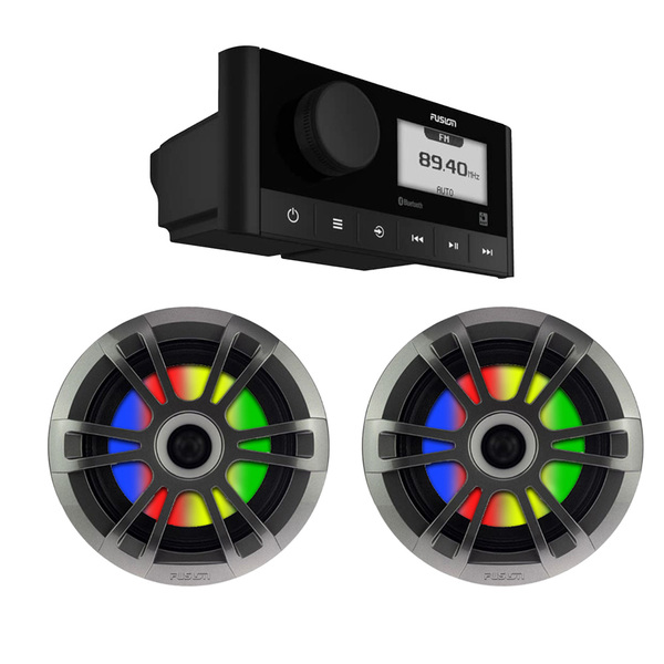 Ms-Ra60 Marine Stereo With El Series Sports 6.5" Grey Rgb Led Speakers 