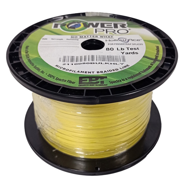 Hollow Ace Hi Viz Yellow Hollow Braid 80Lb - One Shot Spool 