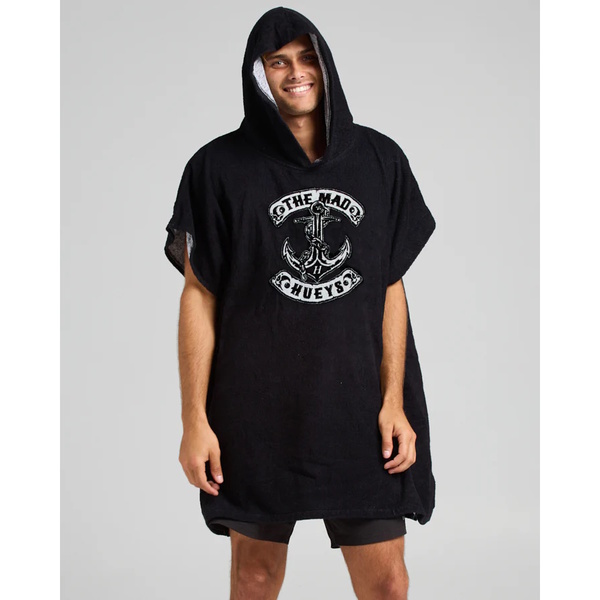 Skull Anchor Hooded Beach Towel - Black