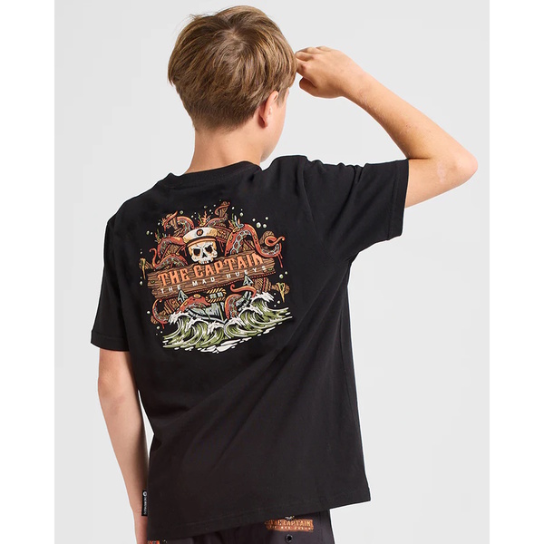 The Kraken Captain Boys Short Sleeve Youth Tee Shirt - Black