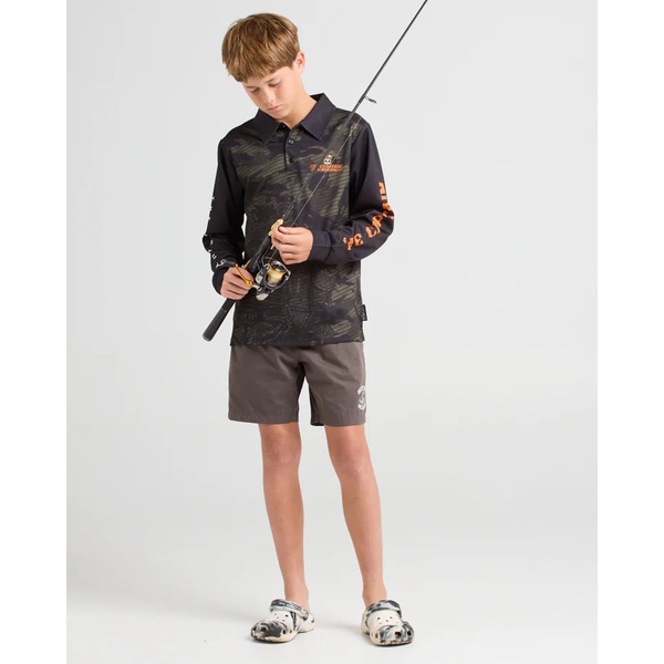 The Kraken Captain Youth Boys Fishing Jersey - Olive