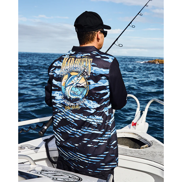 Sword Fight Long Sleeve Fishing Jersey - Navy