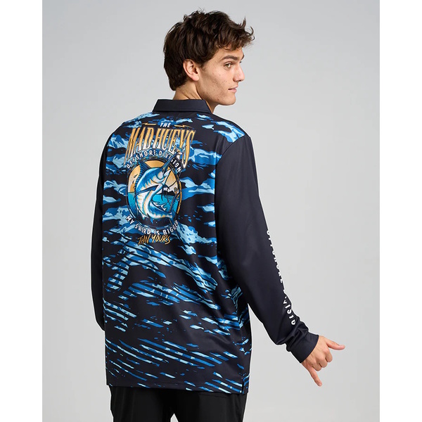 Sword Fight Long Sleeve Fishing Jersey - Navy