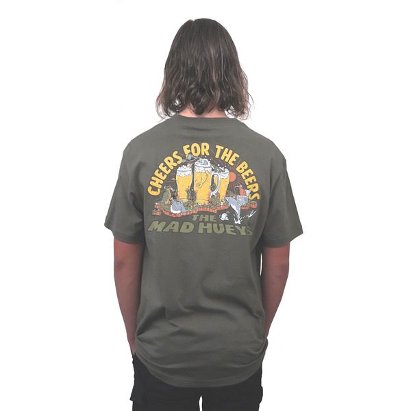 Nz Cheers For The Beers Short Sleeve Tee Shirt - Olive