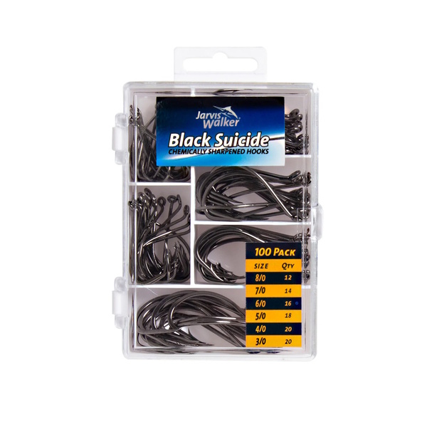 Black Suicide Hooks Bulk Value Pack 100Pc