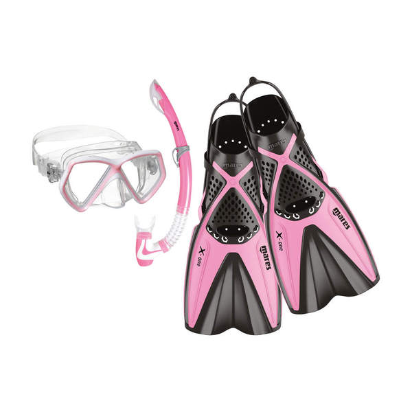 X-One Pirate Dive Mask/Snorkel/Fins Set Pink