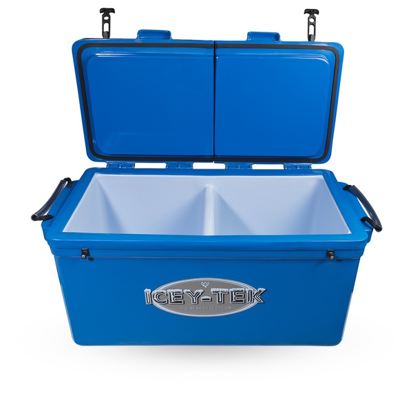 Long Ice Box Split Lids 115 Litre Blue 