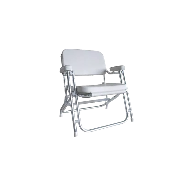 Padded Folding Alloy Deck Chair - Premier / Off White