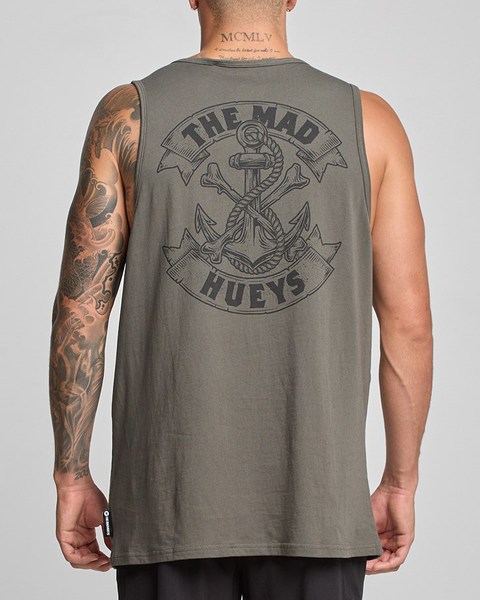 Anchor Bones Tank Singlet - Charcoal