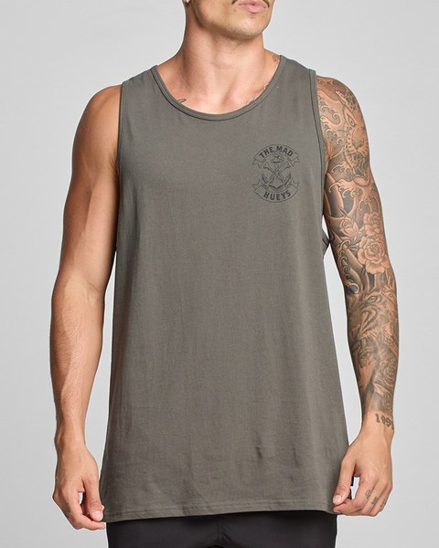 Anchor Bones Tank Singlet - Charcoal