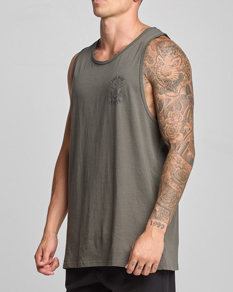 Anchor Bones Tank Singlet - Charcoal