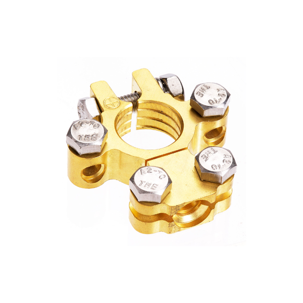 Premium Forged Brass Battery Terminal - Dual Auxiliary Positive