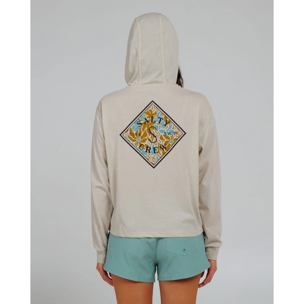 Floral Tippet Hooded Long Sleeve Tech T-Shirt - Off White