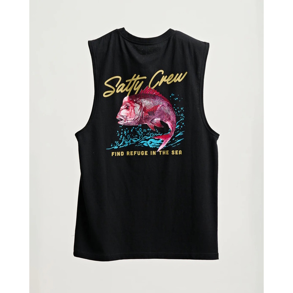 Snapper Sleeveless Muscle Tank Singlet - Black