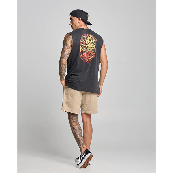 Kraken Tins Short Sleeve Muscle Tee Shirt - Washed Black