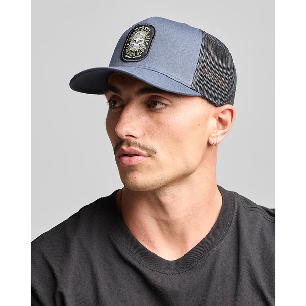 Caught Fk All Twill Trucker Cap - Navy/Black 