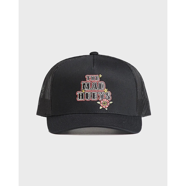 Skull Tattoo Womens Twill Trucker Cap - Black