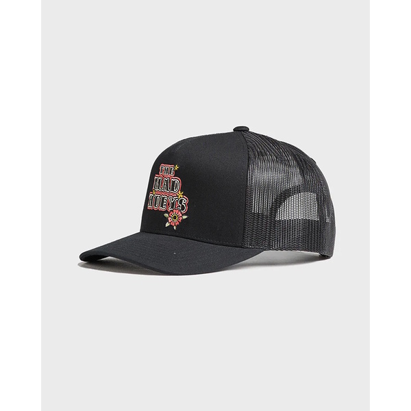 Skull Tattoo Womens Twill Trucker Cap - Black