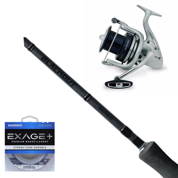 Aerlex 10000 Xsb/Blackout 13'6 - 10-15Kg 3-Pc Surf Reel / Rod Combo W/20Lb Exage