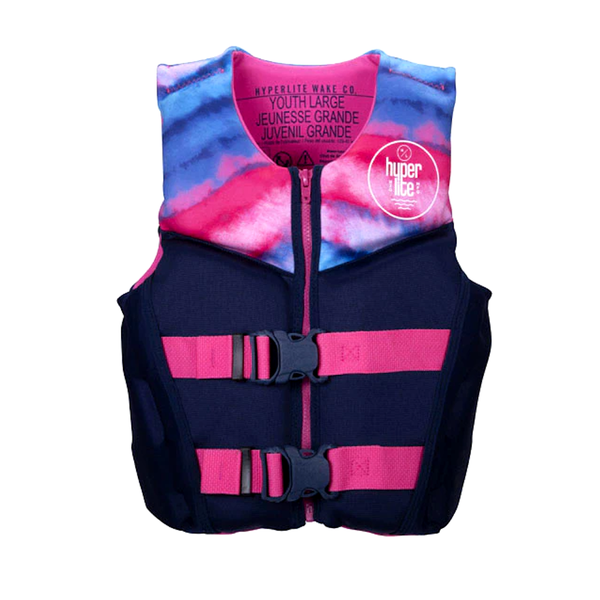 Neoprene Youth Girls Ski Watersports Buoyancy Vest -Pink/Blue/Black