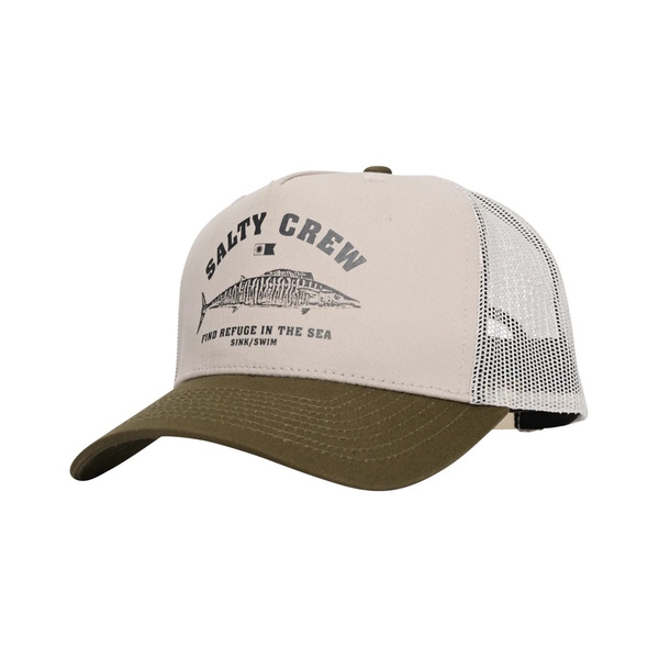 Wahoo Stamp 5 Panel Trucker Cap - Bone/Olive