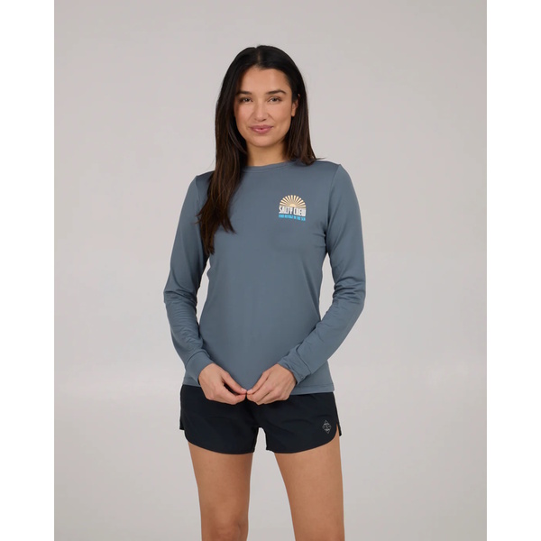 In The Rays Womans Long Sleeve Sunshirt / Fishing Jersey - Fin Blue