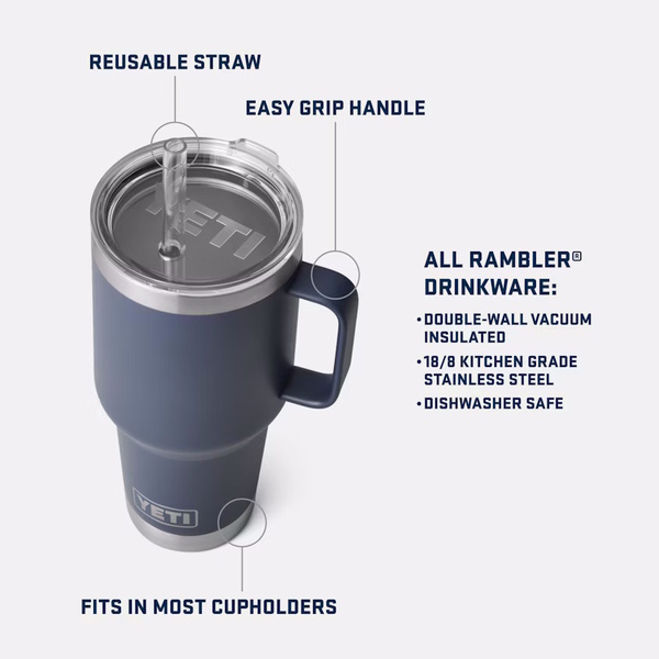 Rambler 35Oz (1035Ml) Mug With Straw - Big Sky Blue