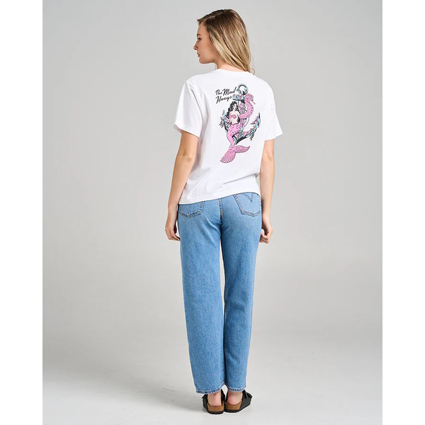 Seahorse Anchor Womens Short Sleeve Tee Shirt - White