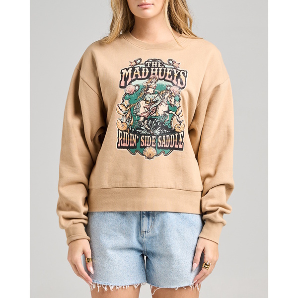 Side Saddle Womens Crew Fleece - Latte