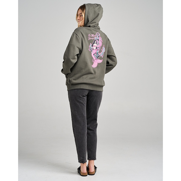 Seahorse Anchor Womens Pullover Fleece - Charcoal