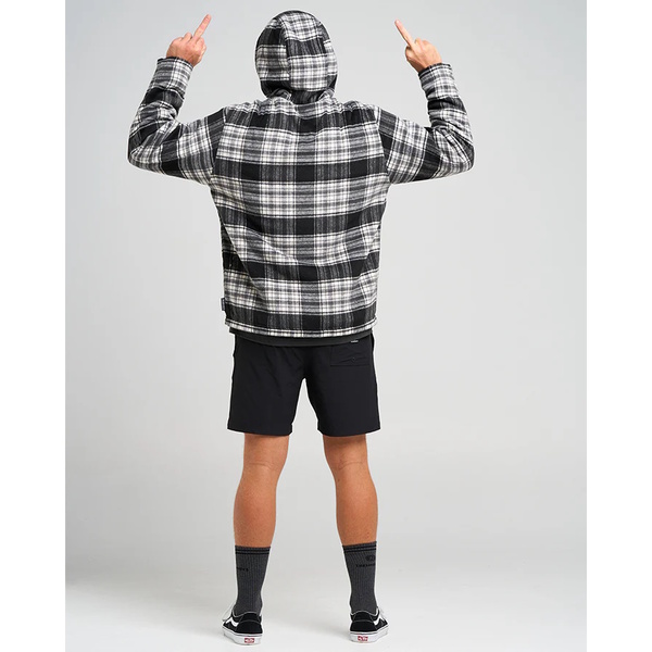 Hazza Flannel Sherpa Hooded Jacket - Black