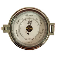 4.5" Traditional Chrome on Brass Porthole Style Barometer 