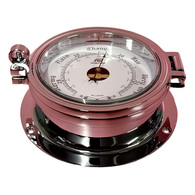 4.5" Traditional Chrome On Brass Porthole Style Barometer 