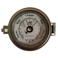 4.5" Traditional Chrome Matt on Brass Porthole Style Barometer 