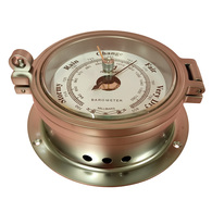 4.5" Traditional Chrome Matt On Brass Porthole Style Barometer 