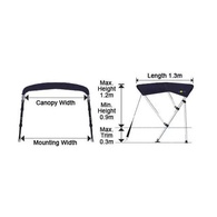 Whitewater Bimini Top 3 Bow Black 2.1-2.3M (1.3M Long)