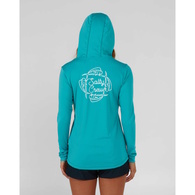 Drawn In Circles Womans Hooded Long Sleeve Sunshirt - Sea Green