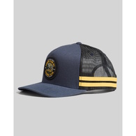 Caught Fk All Twill Trucker Cap - Navy/Yellow